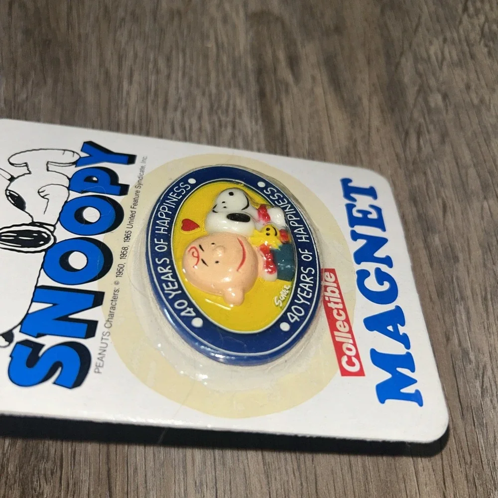Vintage 1965 Peanuts 40‎ Years of Happiness Wecolite Co Refrigerator Magnet